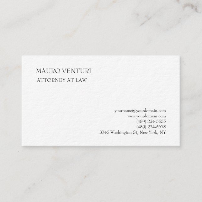 Classical Elegant Plain Professional Minimalist Business Card (Front)