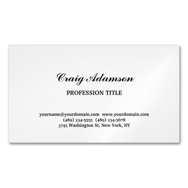Classical Elegant Plain Simple Minimalist Magnetic Business Card (Front)