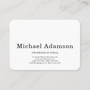 Classical Elegant Plain Simple White Minimalist Business Card