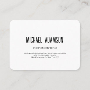 Classical Elegant Plain Simple White Minimalist Business Card