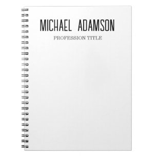 Classical Elegant Plain Simple White Minimalist Notebook
