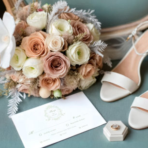 Classical Floral Crest RSVP Meal Choice Card