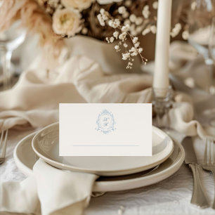 Classical Floral Crest Wedding Place Card