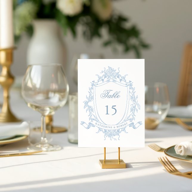 Classical Floral Crest Wedding Table Number (Creator Uploaded)