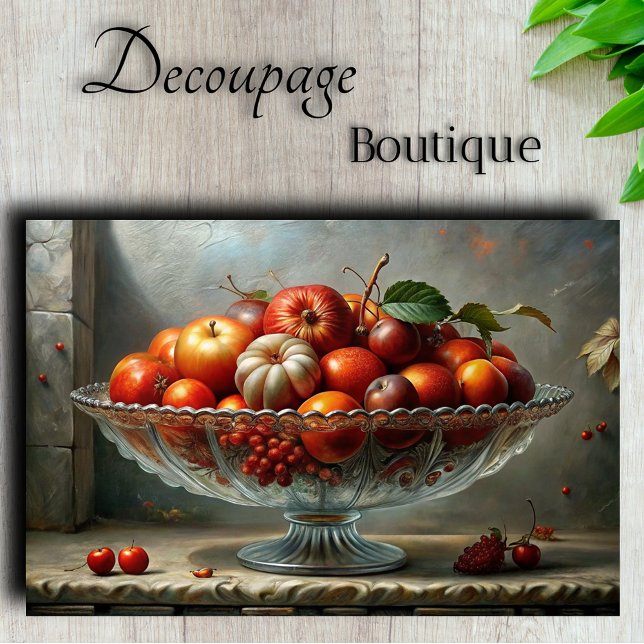 Classical Fruit Bowl Still Life Decoupage Tissue Paper (Classical Fruit bowl Still Life Decoupage Tissue Paper)
