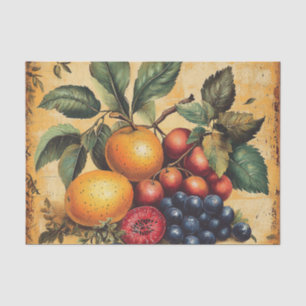 Classical Fruit Still Life Oranges Grapes Antique Tissue Paper