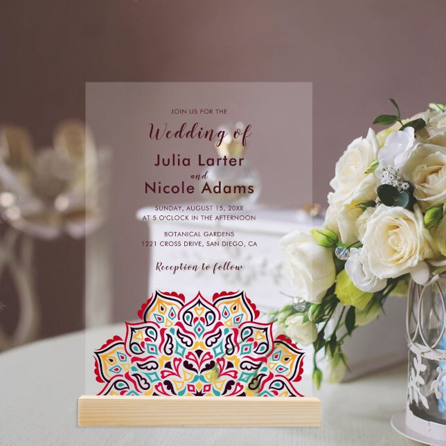 Classical Geometric Mandala Pattern Wedding Acrylic Invitations (Creator Uploaded)
