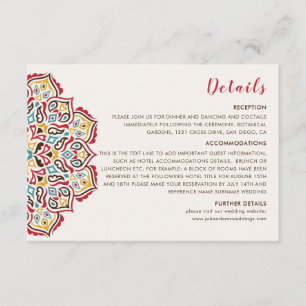 Classical Geometric Mandala Pattern Wedding Enclosure Card