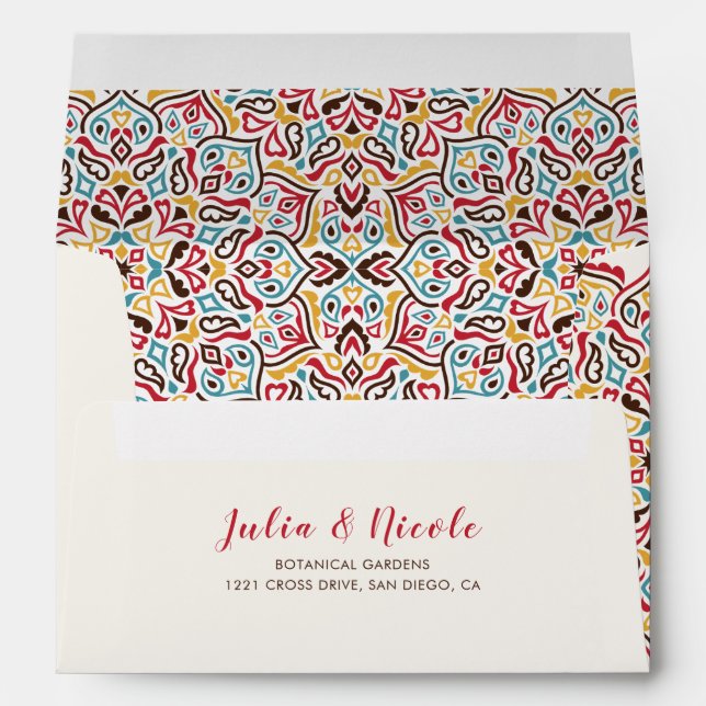 Classical Geometric Mandala Pattern Wedding Envelope (Back (Bottom))