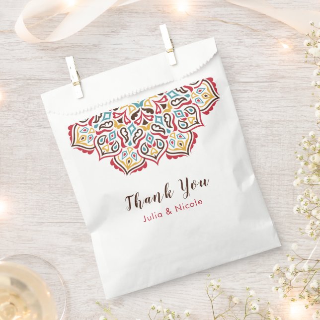 Classical Geometric Mandala Pattern Wedding Favour Bag (Clipped)