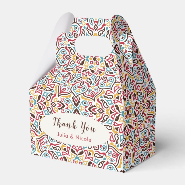 Classical Geometric Mandala Pattern Wedding Favour Box (Front Side)