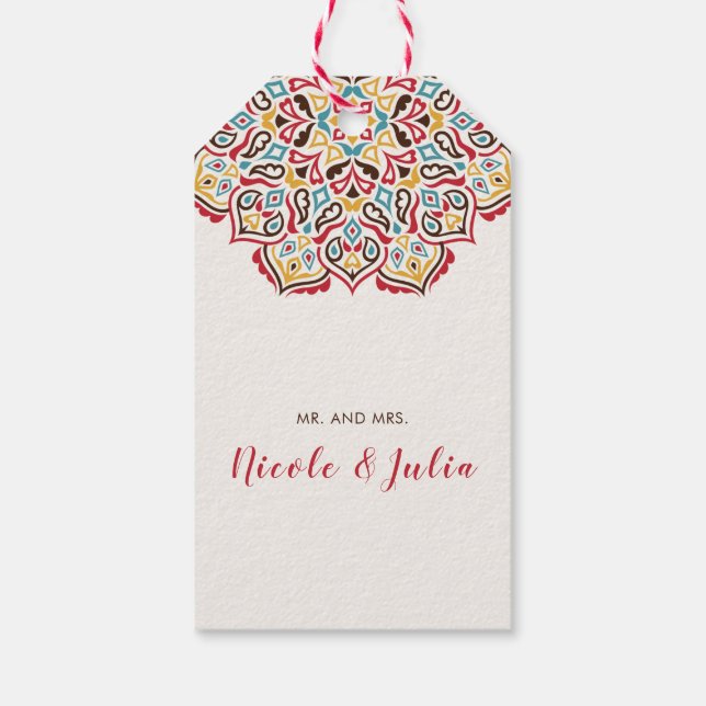 Classical Geometric Mandala Pattern Wedding Gift Tags (Back)