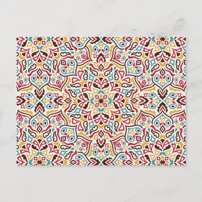 Classical Geometric Mandala Pattern Wedding Postcard (Front)