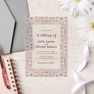 Classical Geometric Mandala Pattern Wedding Vellum Invitations