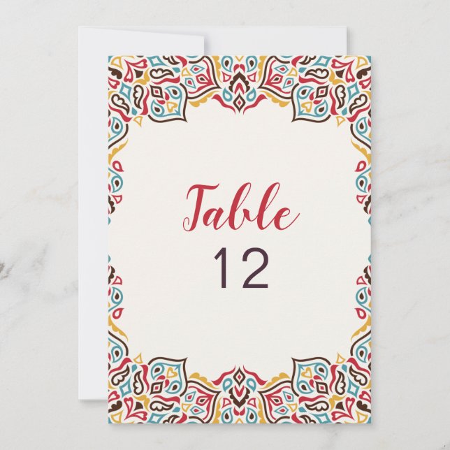 Classical Geometric Mandala Wedding Table Number (Front)