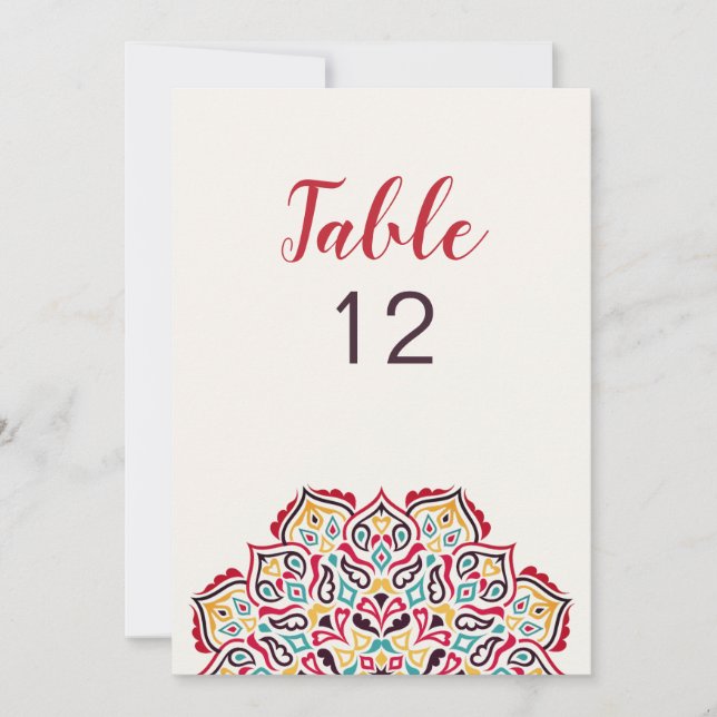 Classical Geometric Mandala Wedding Table Number (Front)