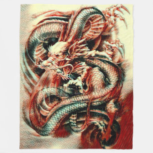 Classical Great Samurai Dragon Spirit Acrylic Fleece Blanket