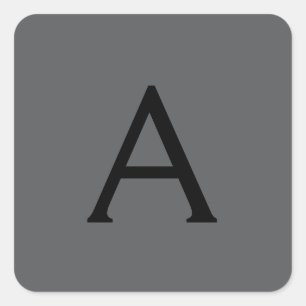 Classical Grey Simple Monogram Add Name Initial Square Sticker