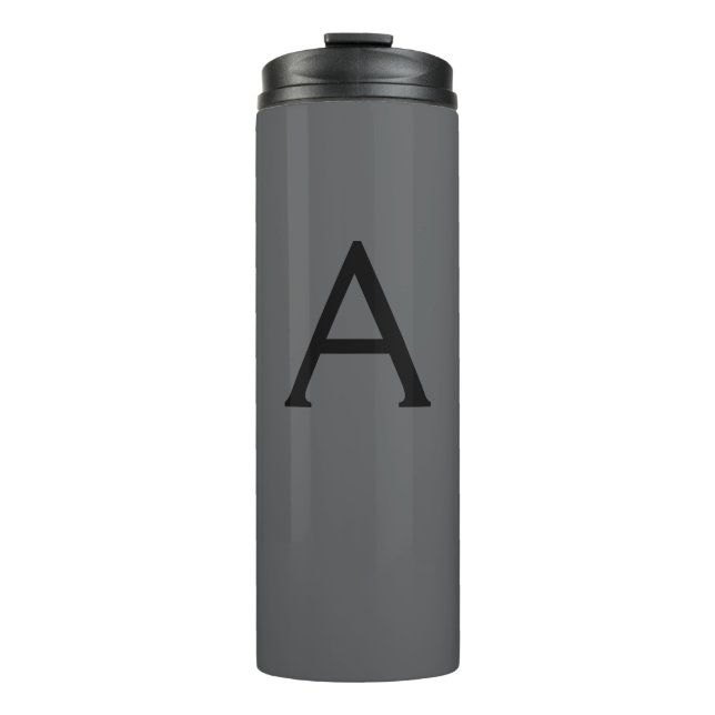Classical Grey Simple Monogram Add Name Initial Thermal Tumbler (Front)
