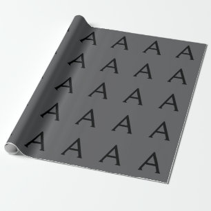 Classical Grey Simple Monogram Add Name Initial Wrapping Paper
