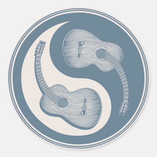 Classical Guitar Yin Yang Classic Round Sticker (Front)