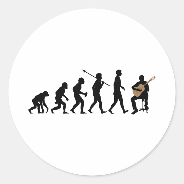 Classical Guitarist Classic Round Sticker (Front)