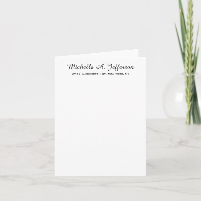 Classical Handwriting Creative Trendy White Note Card (Front)