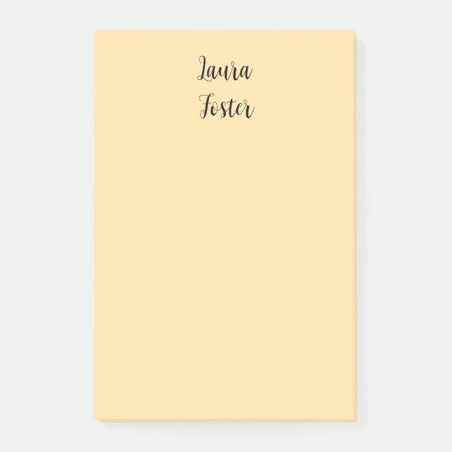 Classical Handwriting Elegant Name Beige Colour Post-it Notes (Front)