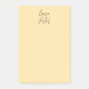 Classical Handwriting Elegant Name Beige Colour Post-it Notes