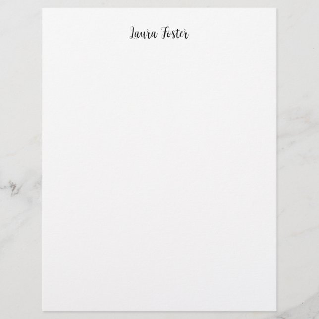 Classical Handwriting Elegant Name Black White Custom Letterhead (Front)