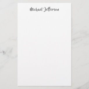 Classical Handwriting Elegant Name Black White Stationery