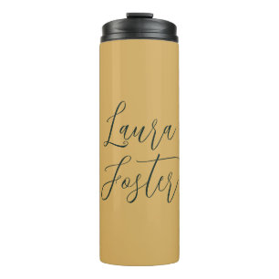 Classical Handwriting Elegant Name Gold Colour Thermal Tumbler