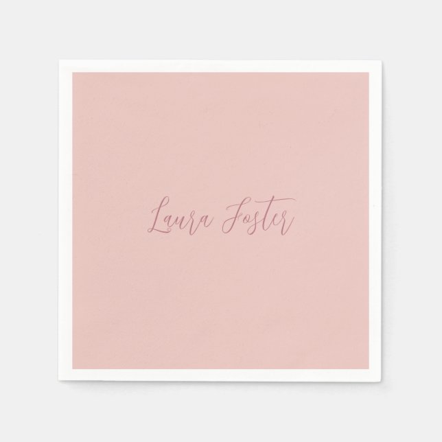 Classical Handwriting Elegant Name Rose Gold Napkin (Front)