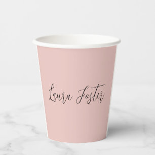 Classical Handwriting Elegant Name Rose Gold Paper Cups