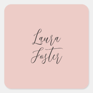 Classical Handwriting Elegant Name Rose Gold Square Sticker