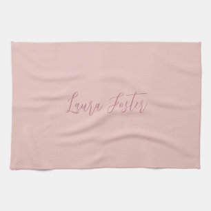 Classical Handwriting Elegant Name Rose Gold Tea Towel