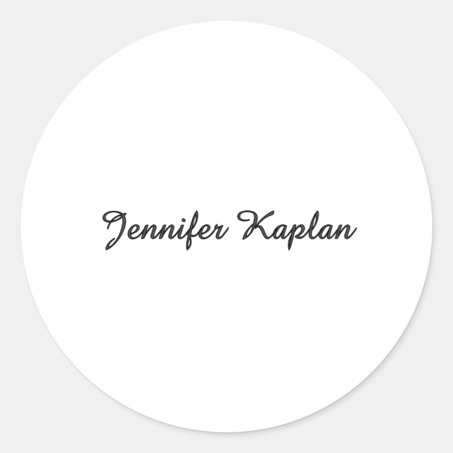 Classical Handwriting Minimalist Professional Classic Round Sticker (Front)