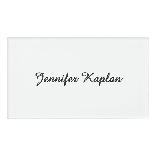 Classical Handwriting Minimalist Professional Name Tag (Front)