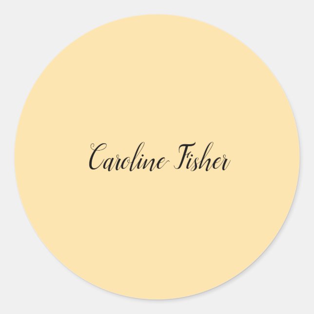 Classical Handwriting Plain Simple Beige Classic Round Sticker (Front)