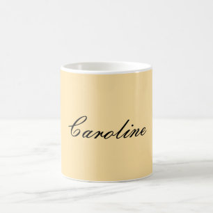 Classical Handwriting Plain Simple Beige Coffee Mug