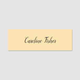 Classical Handwriting Plain Simple Beige Name Tag