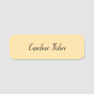 Classical Handwriting Plain Simple Beige Name Tag