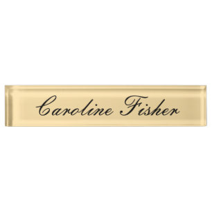 Classical Handwriting Plain Simple Beige Nameplate