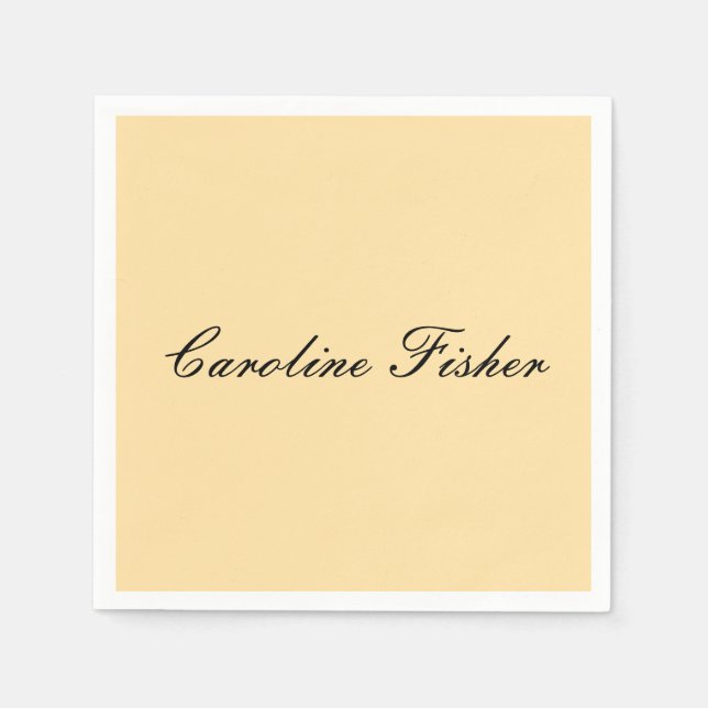 Classical Handwriting Plain Simple Beige Napkin (Front)