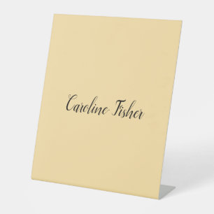 Classical Handwriting Plain Simple Beige Pedestal Sign