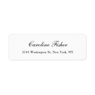 Classical Handwriting Plain Simple White Return Address Label