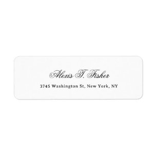 Classical Handwriting Plain Simple White Return Address Label