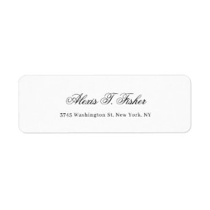 Classical Handwriting Plain Simple White Return Address Label