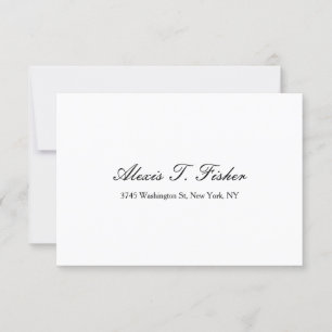 Classical Handwriting Plain Simple White RSVP Card