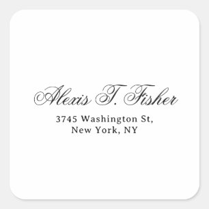 Classical Handwriting Plain Simple White Square Sticker